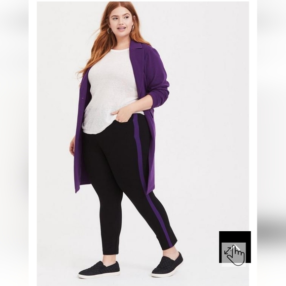 torrid Pants - Torrid Premium Ponte Pull-on Sky High Trouser Black w/ Purple Stripe 3X